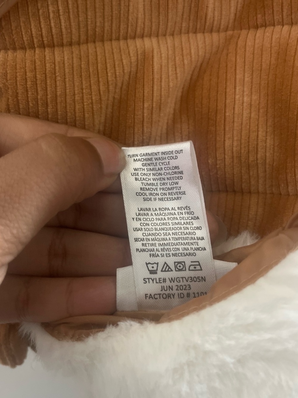 Nicole Miller Girls' Corduroy Teddy-Lined Hooded Vest in Tan - Picture 4 of 6